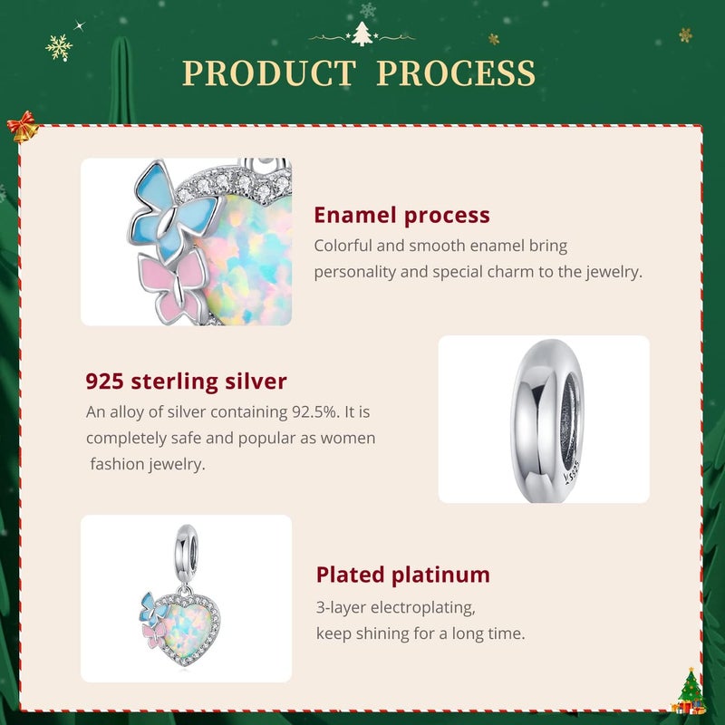 VOROCO Store 925 Sterling Silver Love Heart Charm for Charm Bracelet, Christmas Mother's Day Birthday Perfect Jewelry Gifts for Mom Grandma Daughter Friend Sister - Image 3